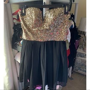 Gold strapless dress
